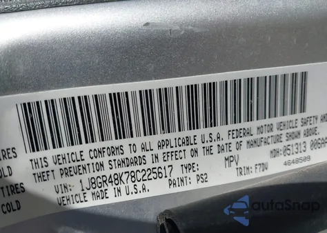 2008 Jeep Grand Cherokee Laredo z USA, uszkodzony, nr VIN 1J8GR48K78C225617